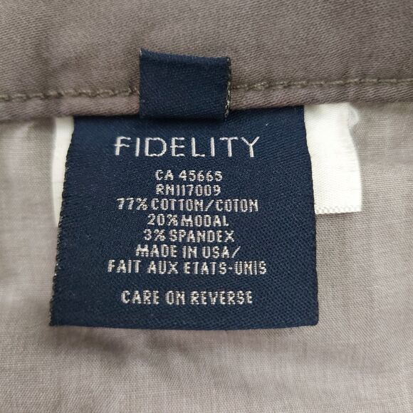 Fidelity Denim Pants Mens 33x35 Gray Flat Front Straight Leg Twill Stretch - Picture 8 of 12